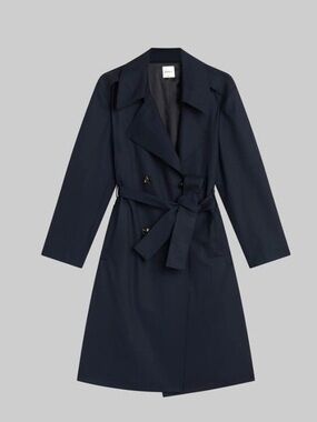 LESET Jane Double Breasted Trench in Navy